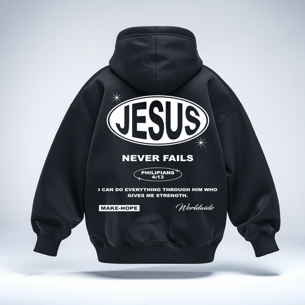 Jesus never fails Oversized Hoodie MarketPrint