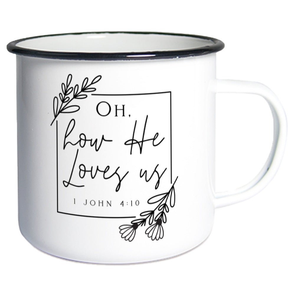 He Loves Us Emaille Tasse Klein - Make-Hope