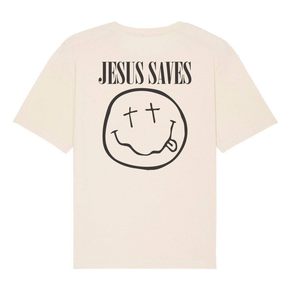 Jesus saves Smiley Backprint Oversize Shirt - Make-Hope