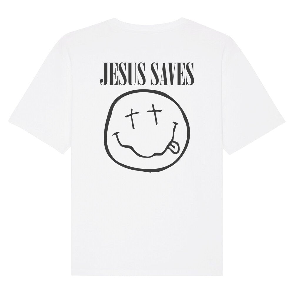 Jesus saves Smiley Backprint Oversize Shirt - Make-Hope