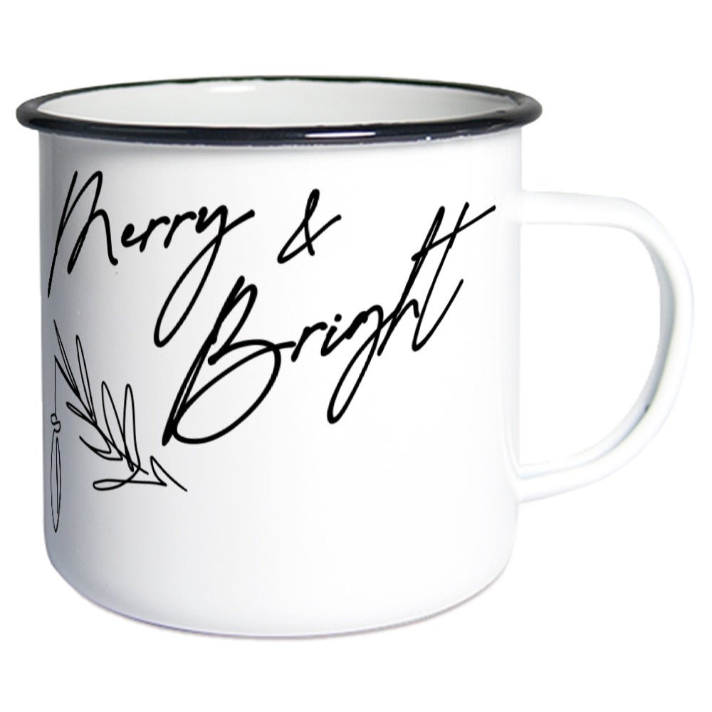 Merry & Bright Emaille Tasse Klein - Make-Hope