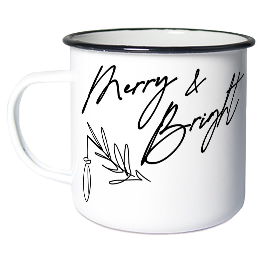 Merry & Bright Emaille Tasse Klein - Make-Hope